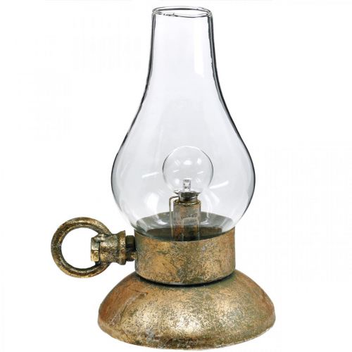 Lampada decorativa antica, luce LED color ottone, aspetto  vintage H19cm L13,5cm-492419-000-253