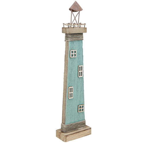 Faro decorazione da tavolo marittima aspetto antico legno blu 40,5 cm