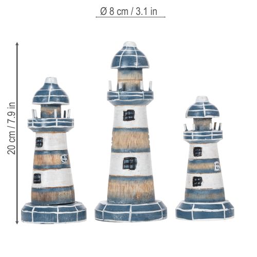 Prodotto Decorazione a forma di faro, stile marittimo, per soggiorno e terrazzo, 20 cm, set da 3.