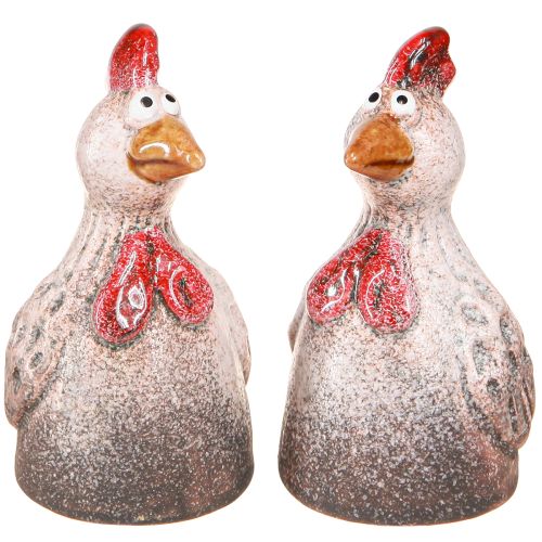 Divertente figura decorativa decorativa in ceramica di pollo Pasqua 10,5 cm 4 pezzi