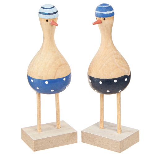 Gabbiani marittimi decorativi in legno blu blu scuro H14cm 6 pz