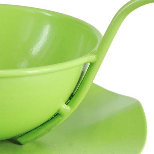 Prodotto Tazza decorativa in metallo con piattino verde chiaro H8cm Ø11,5cm 2 pezzi