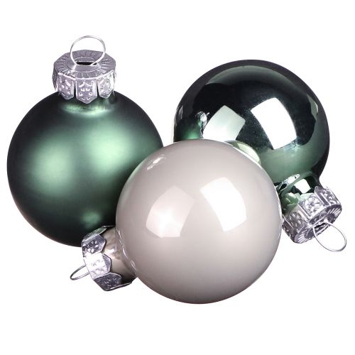 Mini palline di Natale vetro verde madreperla grigio Ø3cm 22 pz