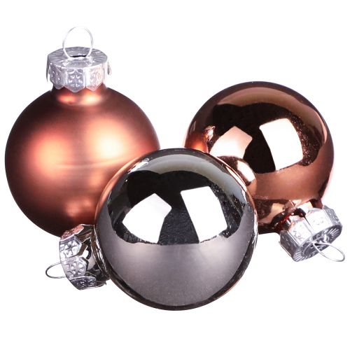 Mini palline di Natale in vetro albicocca argento Ø3cm 22 pz