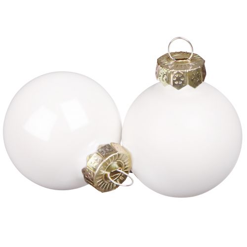 Mini palline di Natale in vetro smaltato bianco Ø3cm 22 pz