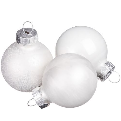 Floristik24 Mini palline di Natale in decorazione invernale bianca Ø3cm 22 pz