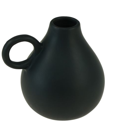 Prodotto Mini vaso in ceramica manico nero decoro ceramica H8,5 cm