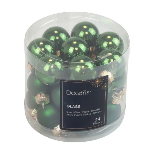 Prodotto Mini palline di Natale in vetro verde lucido/opaco Ø2,5cm 20 pz