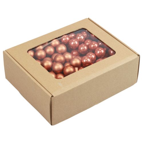 Prodotto Mini palline di Natale su filo di vetro rosso arancio 2,5 cm 140 pz