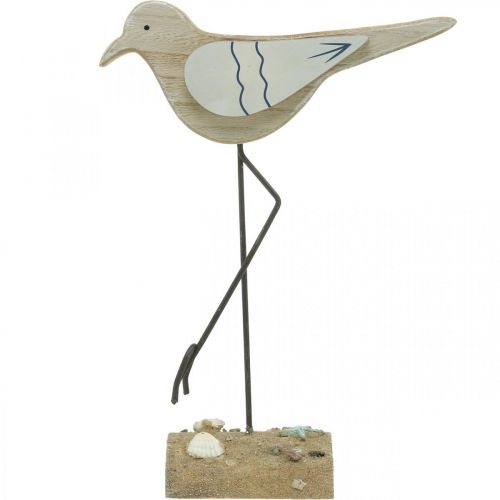 Prodotto Decorazione mare, gabbiano deco in legno, shabby chic, blu e bianco H32cm