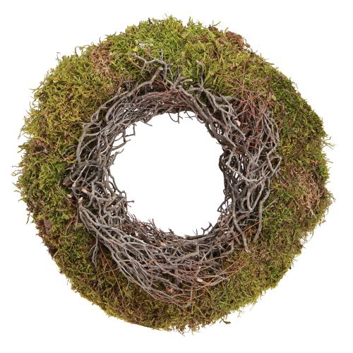 Floristik24 Corona di muschio Corona decorativa verde muschio con topo naturale Ø30 cm