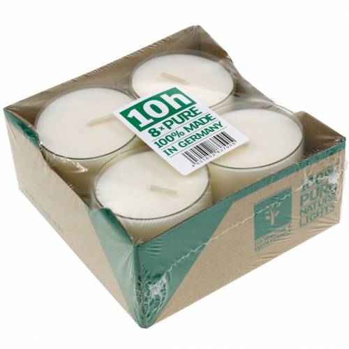 Prodotto Candeline Pure Nature Lights Durata 10 ore Candele cera di colza 8 pz