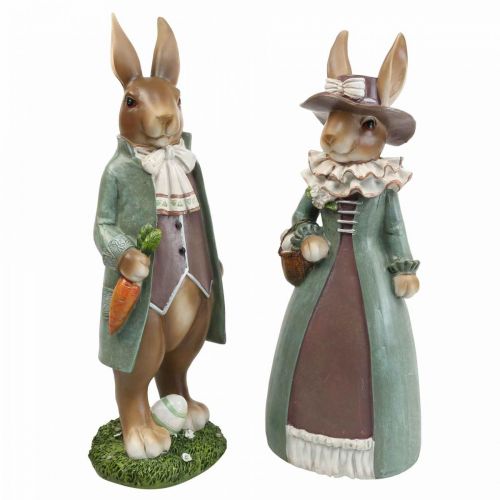 Decorazioni pasquali deco conigli Coniglietto pasquale  figura coppia di conigli H34cm 2 pezzi-08291