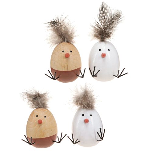 Pulcino di Pasqua Piume di pulcino dell&#39;uovo di Pasqua Bianco Naturale H9 cm 4 pz