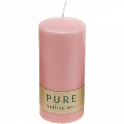 Floristik24 Candela a colonna PURE 130/60 candela decorativa rosa cera naturale