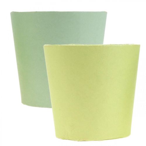 Prodotto Cachepot di carta, fioriera, vaso per piantare blu/verde Ø13cm H12.5cm 4pz