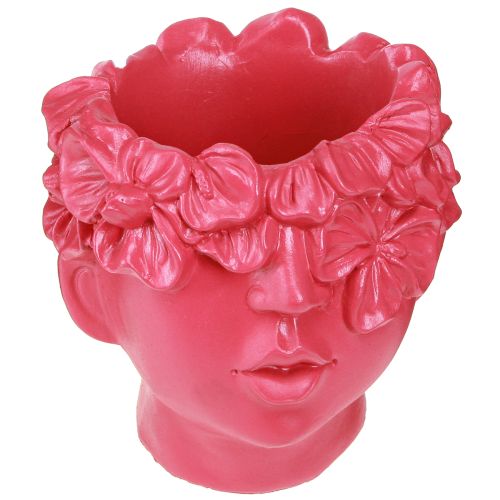 Fioriera busto in poliresina testa di pianta rosa 13,5×13×15 cm