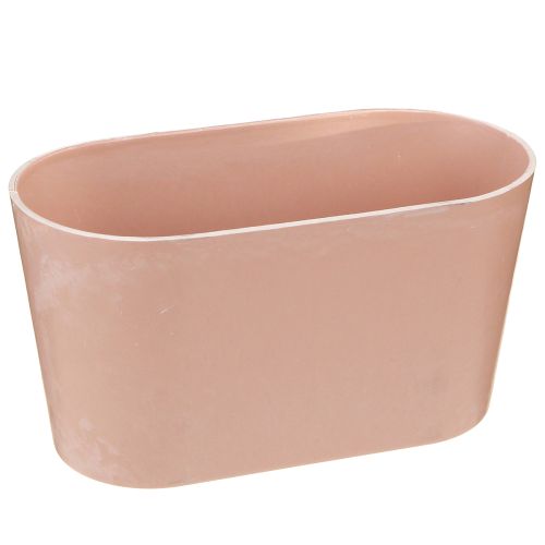 Floristik24 Ciotola per piante ovale ciotola decorativa plastica rosa marrone 20×10×11 cm 3pz