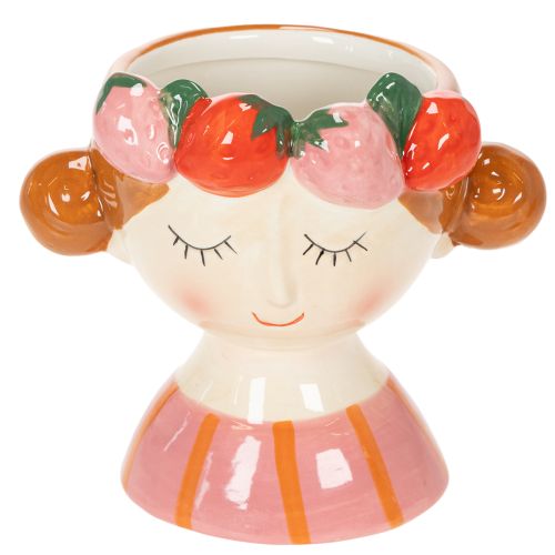 Prodotto Vaso di fiori Ragazza sognatrice con fragole Decorazione di ceramica per soggiorno, primavera 13cm