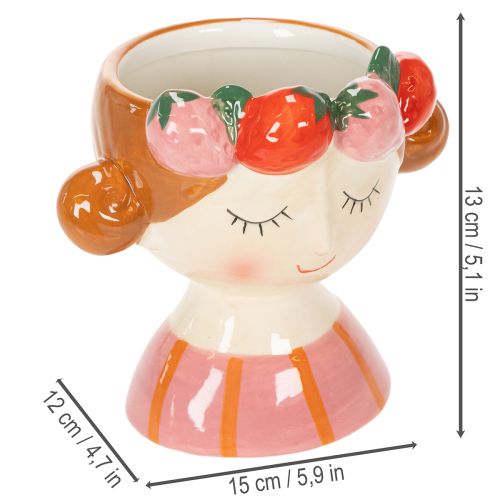 Prodotto Vaso di fiori Ragazza sognatrice con fragole Decorazione di ceramica per soggiorno, primavera 13cm
