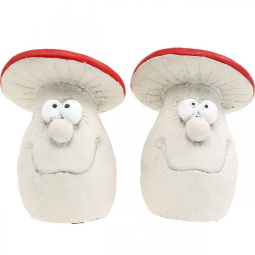 Prodotto Funghi da decorare, decorazione di Capodanno, funghi di bosco, decorazione in cemento rosso, bianco H10cm L12.5cm 2 pezzi