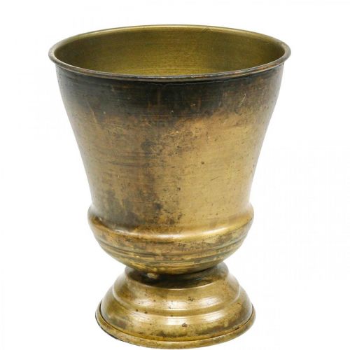 Vaso vintage in metallo con tazza in ottone Ø14cm H17cm