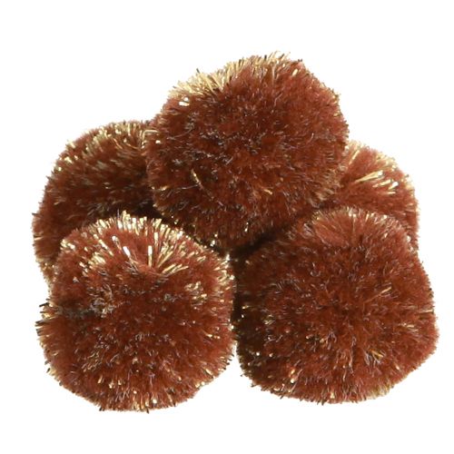 Pompon con glitter marrone 2,5cm pompon 2 buste – 24pz