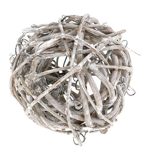 Floristik24 Rattanball Ø5cm grigio bianco imbiancato 12 pezzi