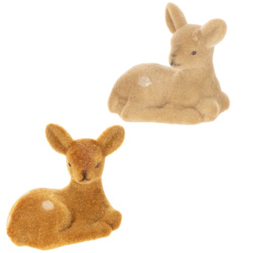 Prodotto Statuetta decorativa di cerbiatto sdraiato per decorazione da tavolo, 8 cm, 6 pezzi