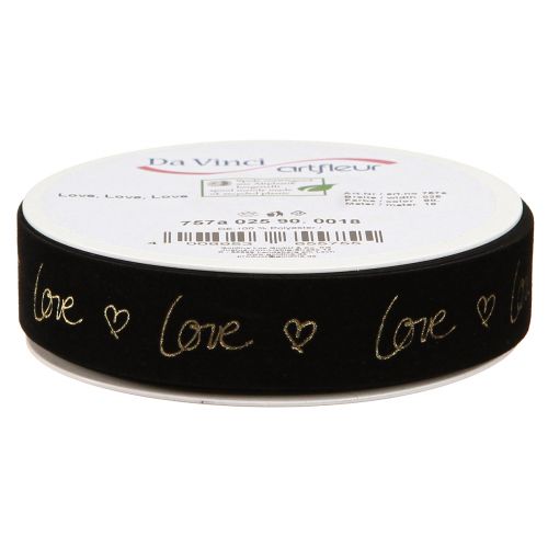 Prodotto Nastro di velluto Nastro d&#39;amore per lutto cuori oro nero 25mm 18m