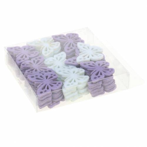 Prodotto Farfalla in feltro decoro tavola viola bianco assortita 3,5x4,5cm 54 pezzi