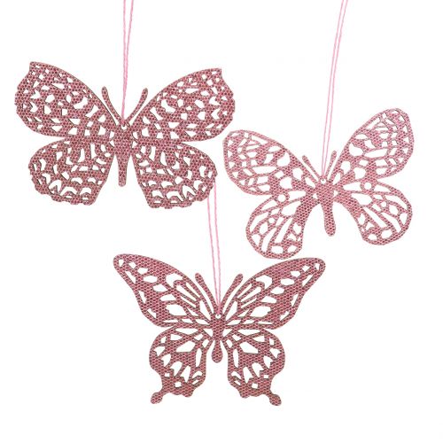Prodotto Appendiabiti Deco farfalla rosa glitter 8cm 12pz