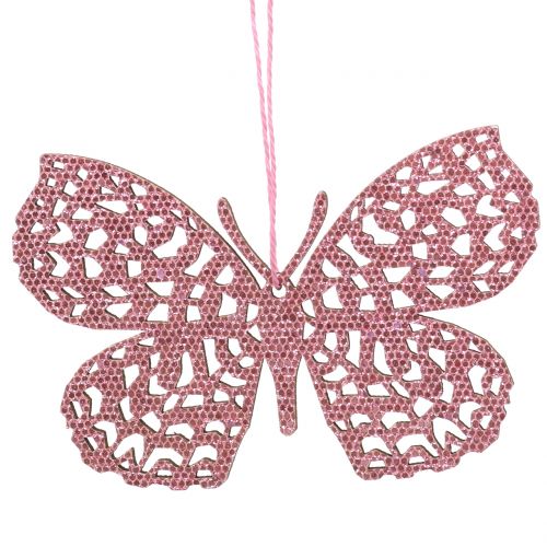 Prodotto Appendiabiti Deco farfalla rosa glitter 8cm 12pz