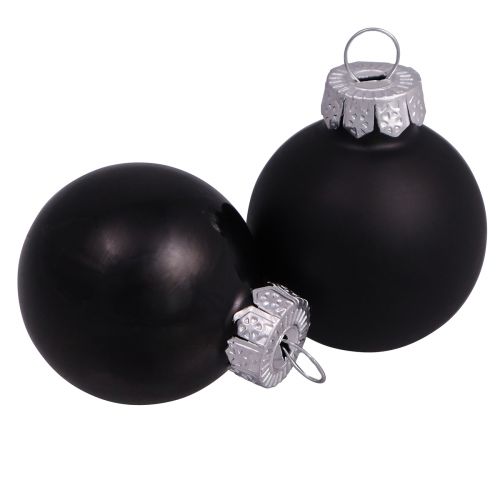 Palline di Natale nere in vetro mini opaco lucido Ø3cm 22 pz