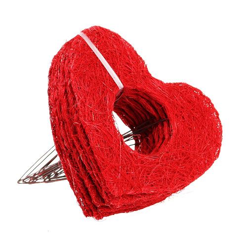 Prodotto Bracciale a cuore in sisal 20 cm cuore rosso decorazione fiore in sisal 10 pz