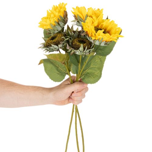 Prodotto Girasole artificiale con foglie e fiori realistici, 58 cm, 3 pezzi