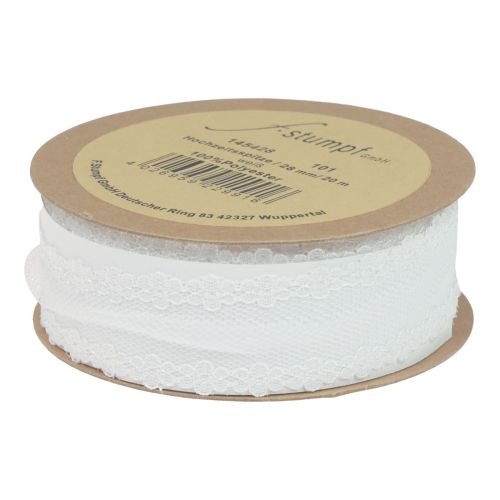 Prodotto Nastro di pizzo nastro nuziale nastro decorativo pizzo bianco 28mm 20m