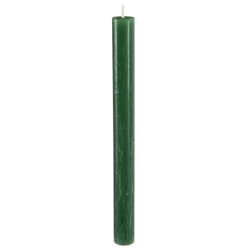 Floristik24 Candele coniche, candele tinta unita, verde scuro, 21×240mm, 12 pezzi