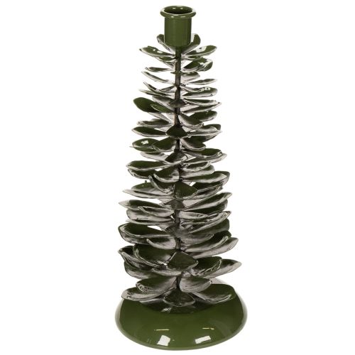 Prodotto Candelabro a forma di albero di Natale, decorazione in metallo verde, 28 cm