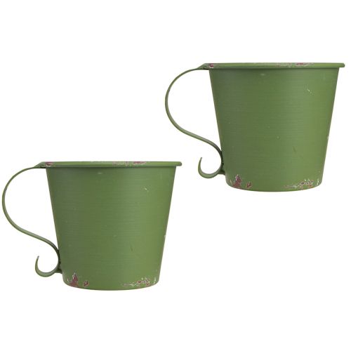 Prodotto Portacandele a bastone tazza vintage in metallo verde Ø7cm H6cm 2 pezzi