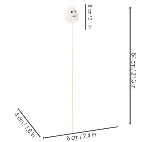 Prodotto Statuine di fantasmi su bastoncini di legno, decorazione di Halloween, 54 cm, 8 pezzi