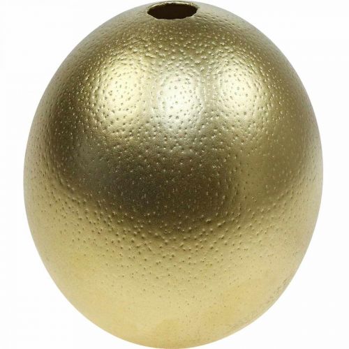 Prodotto Decorazione uovo di struzzo soffiato Decorazione pasquale oro Ø12cm H14cm