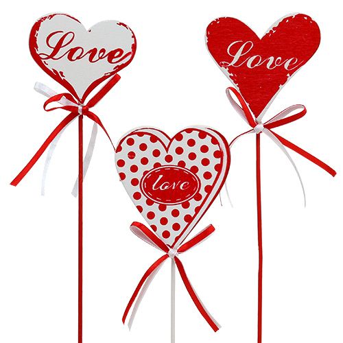 Prodotto Spina per bouquet a forma di cuore, San Valentino, decorazione floreale H6cm 6 pz