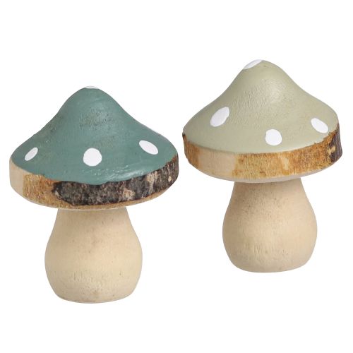 Floristik24 Decorazione sparsa in legno mini funghi agarichi decorativi verdi Ø2,5 cm 24 pz