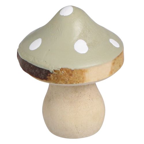 Prodotto Decorazione sparsa in legno mini funghi agarichi decorativi verdi Ø2,5 cm 24 pz