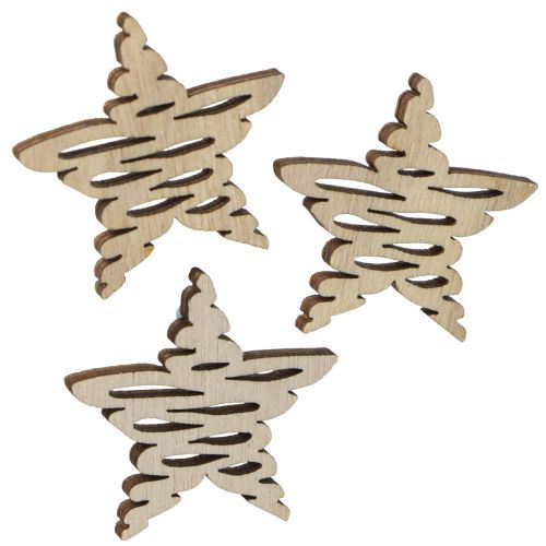 Floristik24 Decorazione sparsa stelle in legno Natale naturale Ø4cm 72 pz