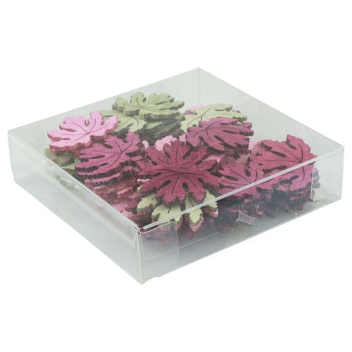 Prodotto Decorazioni sparse in legno foglie autunnali decorazione da tavolo viola rosa verde 4 cm 72 pezzi