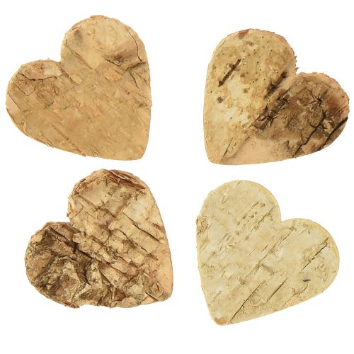 Floristik24 Decorazione sparsa cuore in legno cuori in legno corteccia di betulla 4 cm 60 pezzi