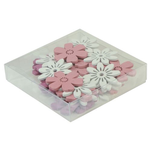 Prodotto Decorazione da tavolo sparsa fiori legno bianco rosa viola 3,5 cm 36 pezzi