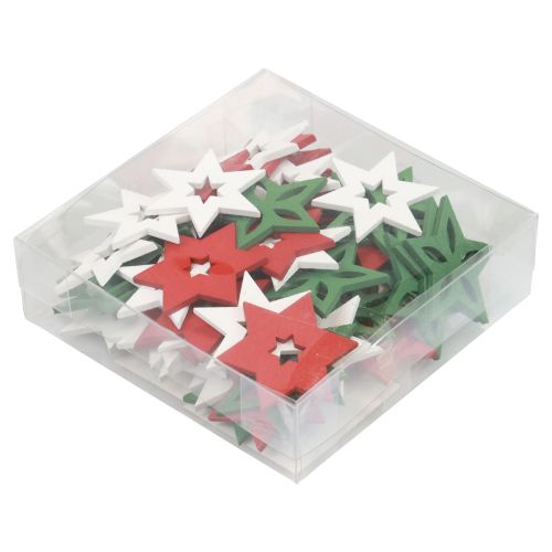 Prodotto Decorazione sparsa Stelle di Natale in legno rosso/bianco/verde Ø3,5 cm 72 pz